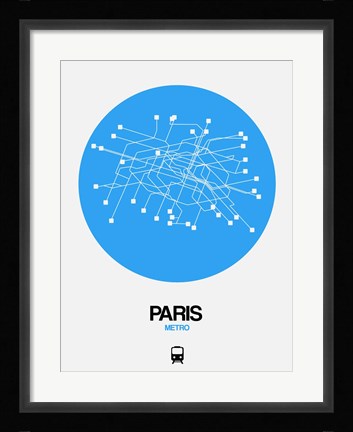 Framed Paris Blue Subway Map Print