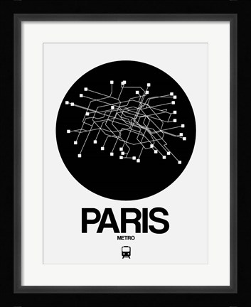 Framed Paris Black Subway Map Print