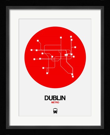 Framed Dublin Red Subway Map Print