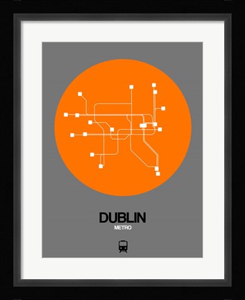 Framed Dublin Orange Subway Map Print