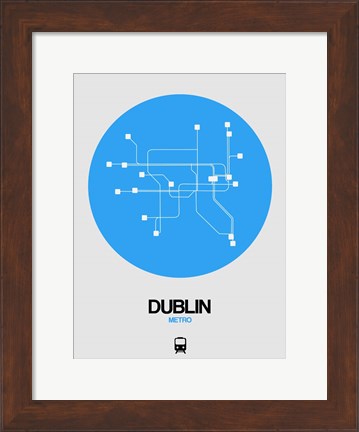 Framed Dublin Blue Subway Map Print