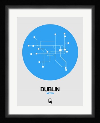 Framed Dublin Blue Subway Map Print