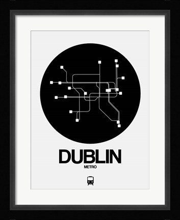 Framed Dublin Black Subway Map Print