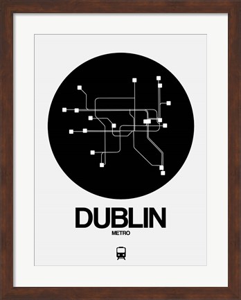 Framed Dublin Black Subway Map Print