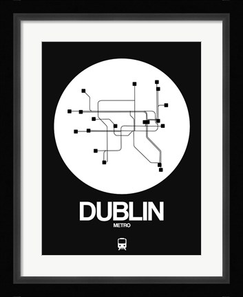 Framed Dublin White Subway Map Print