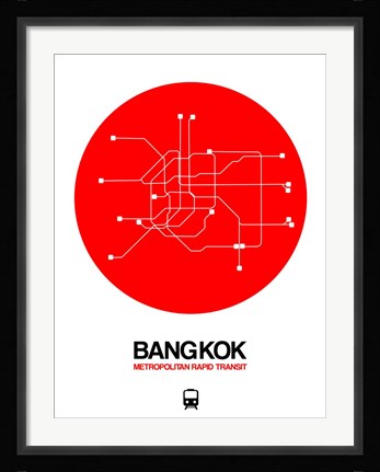 Framed Bangkok Red Subway Map Print