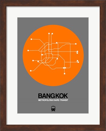 Framed Bangkok Orange Subway Map Print