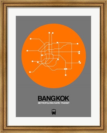 Framed Bangkok Orange Subway Map Print