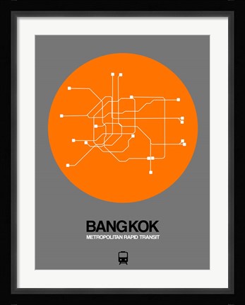 Framed Bangkok Orange Subway Map Print