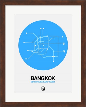 Framed Bangkok Blue Subway Map Print