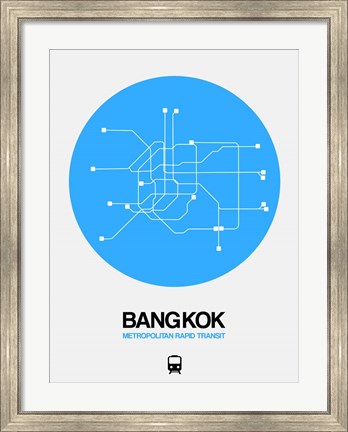 Framed Bangkok Blue Subway Map Print