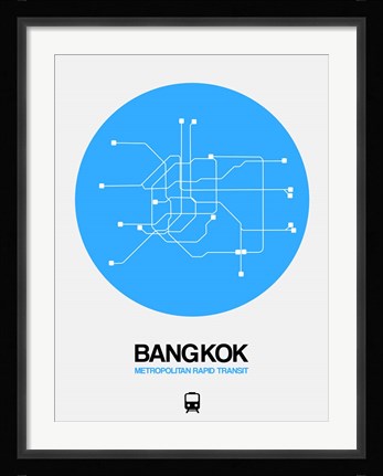 Framed Bangkok Blue Subway Map Print