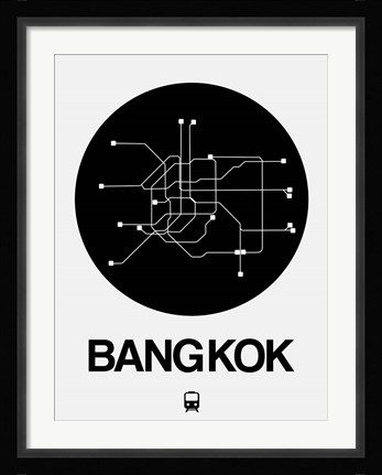 Framed Bangkok Black Subway Map Print