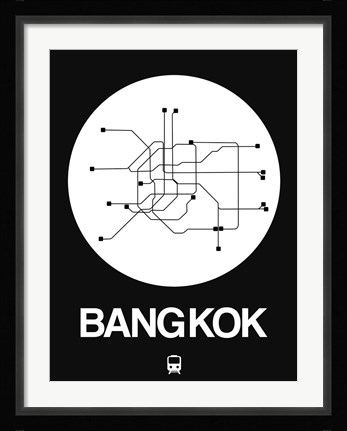 Framed Bangkok White Subway Map Print