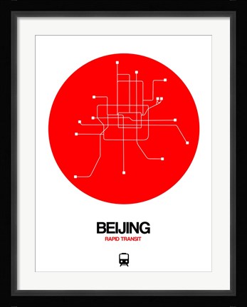 Framed Beijing Red Subway Map Print