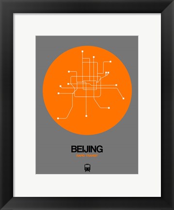 Framed Beijing Orange Subway Map Print