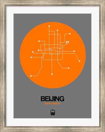 Framed Beijing Orange Subway Map Print