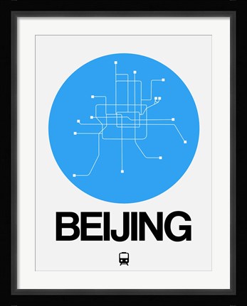 Framed Beijing Blue Subway Map Print