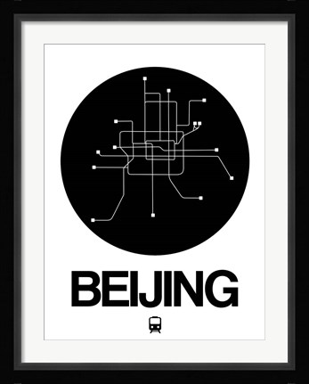 Framed Beijing Black Subway Map Print