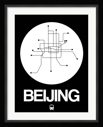 Framed Beijing White Subway Map Print