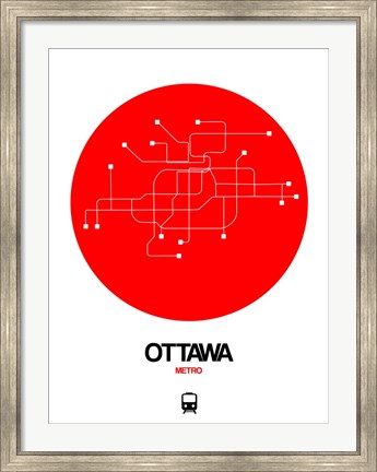 Framed Ottawa Red Subway Map Print