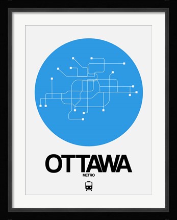 Framed Ottawa Blue Subway Map Print