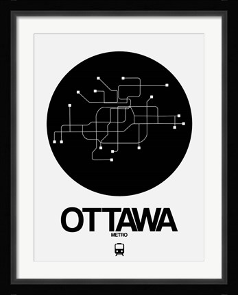 Framed Ottawa Black Subway Map Print