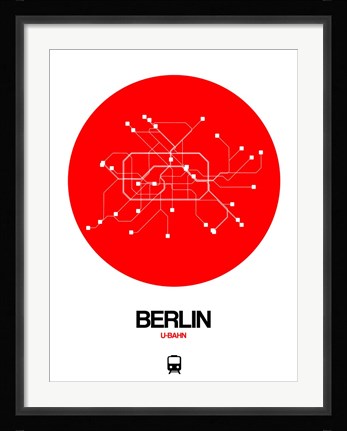 Framed Berlin Red Subway Map Print