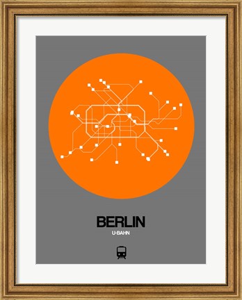 Framed Berlin Orange Subway Map Print