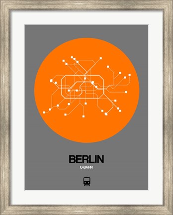 Framed Berlin Orange Subway Map Print