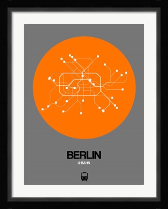 Framed Berlin Orange Subway Map Print