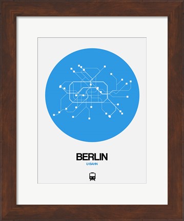 Framed Berlin Blue Subway Map Print