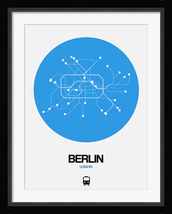 Framed Berlin Blue Subway Map Print