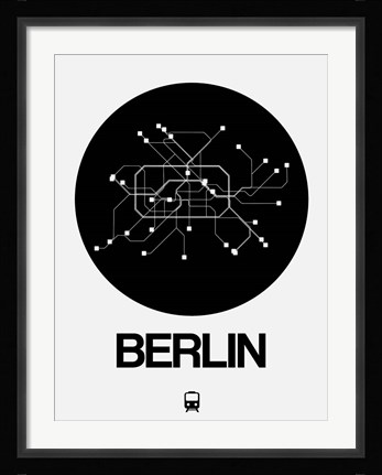 Framed Berlin Black Subway Map Print