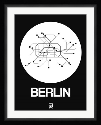 Framed Berlin White Subway Map Print