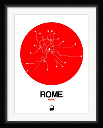 Framed Rome Red Subway Map Print