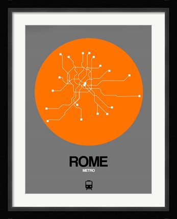 Framed Rome Orange Subway Map Print