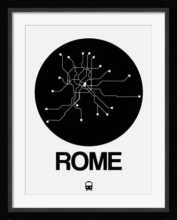 Framed Rome Black Subway Map Print