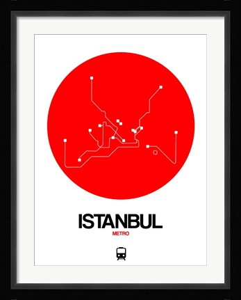 Framed Istanbul Red Subway Map Print
