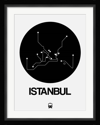 Framed Istanbul Black Subway Map Print