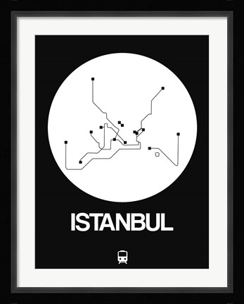 Framed Istanbul White Subway Map Print