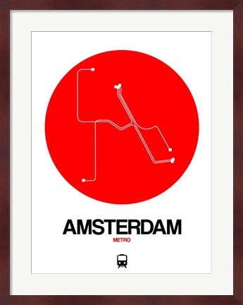 Framed Amsterdam White Subway Map Print