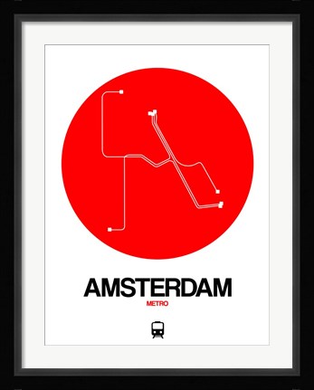 Framed Amsterdam White Subway Map Print