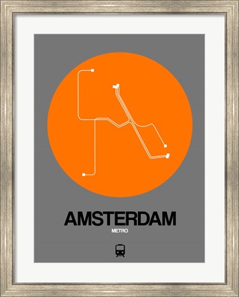 Framed Amsterdam Orange Subway Map Print