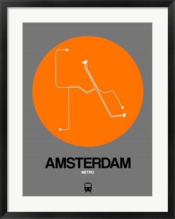 Framed Amsterdam Orange Subway Map Print