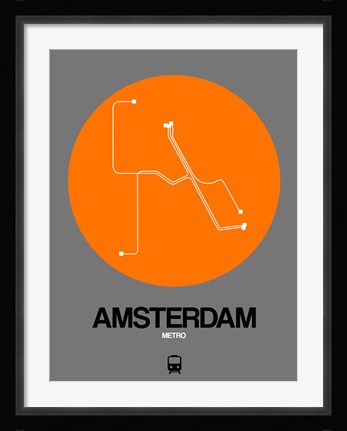 Framed Amsterdam Orange Subway Map Print