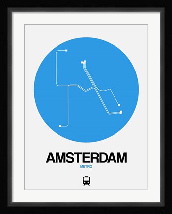 Framed Amsterdam Blue Subway Map Print