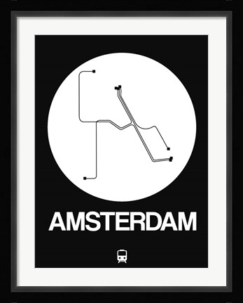 Framed Amsterdam White Subway Map Print