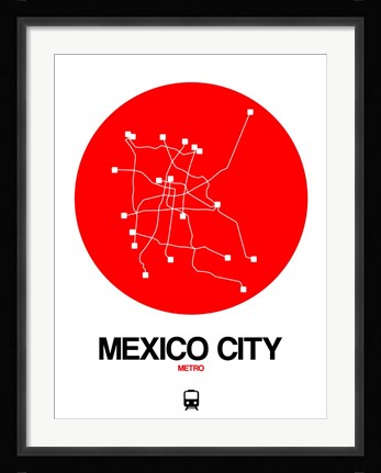 Framed Mexico City Red Subway Map Print