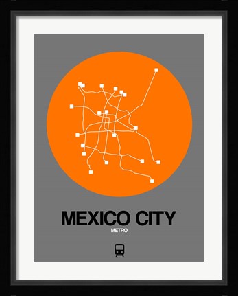 Framed Mexico City Orange Subway Map Print